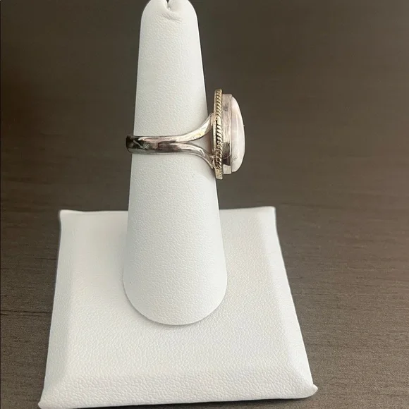 Natrolite Pink Larimar Pink Sterling Silver Ring - Size 6 - Picture 2 of 9